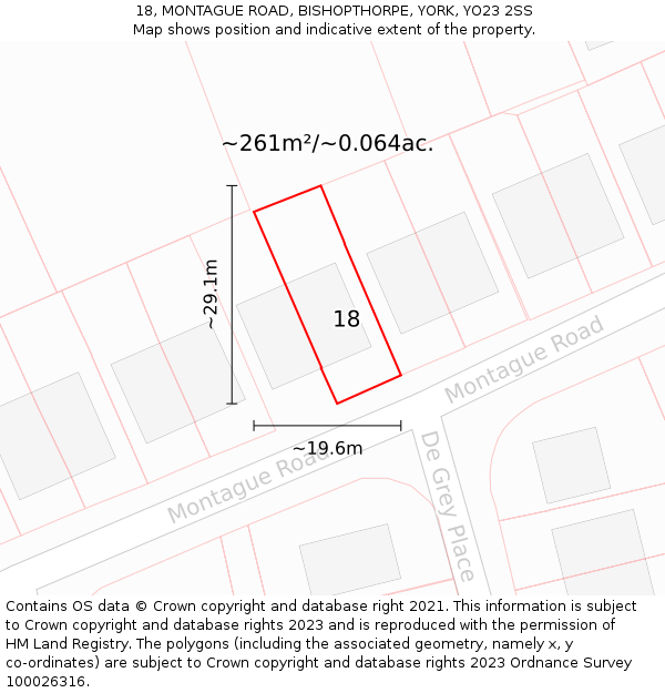 18, MONTAGUE ROAD, BISHOPTHORPE, YORK, YO23 2SS: Plot and title map
