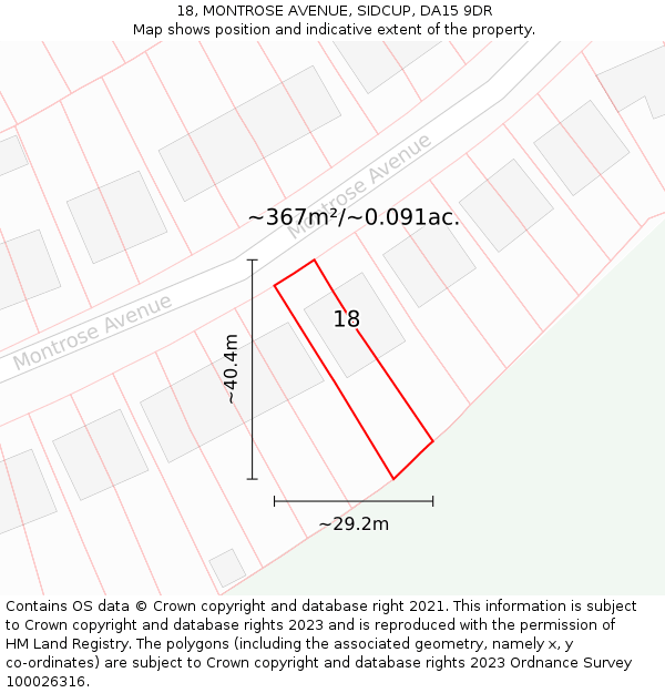 18, MONTROSE AVENUE, SIDCUP, DA15 9DR: Plot and title map