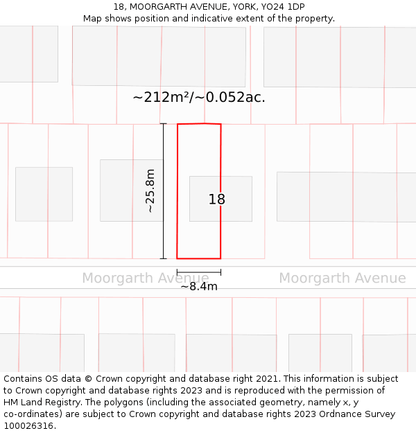 18, MOORGARTH AVENUE, YORK, YO24 1DP: Plot and title map