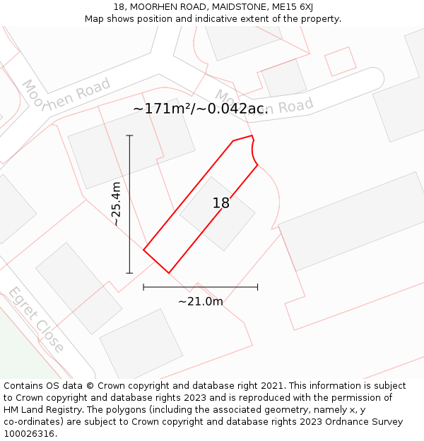18, MOORHEN ROAD, MAIDSTONE, ME15 6XJ: Plot and title map