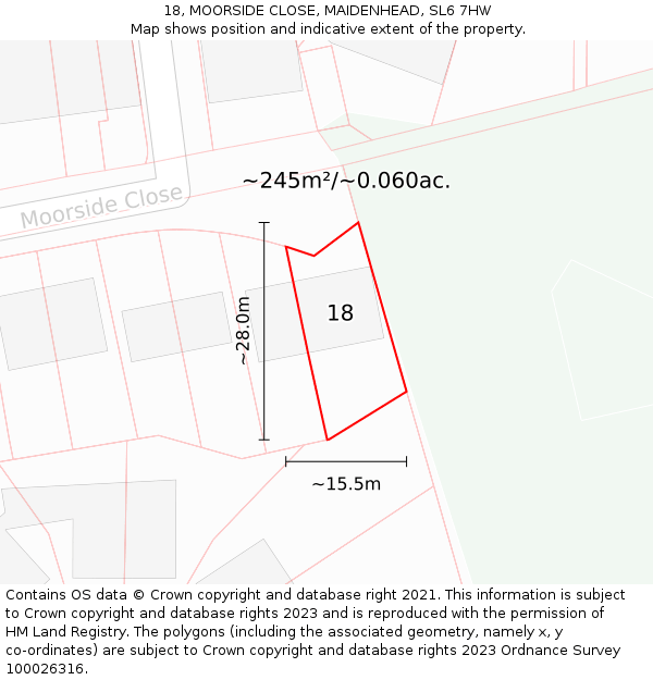 18, MOORSIDE CLOSE, MAIDENHEAD, SL6 7HW: Plot and title map