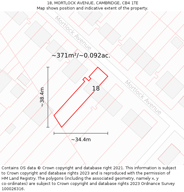 18, MORTLOCK AVENUE, CAMBRIDGE, CB4 1TE: Plot and title map