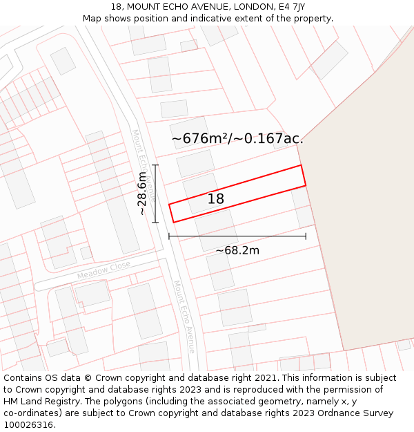 18, MOUNT ECHO AVENUE, LONDON, E4 7JY: Plot and title map