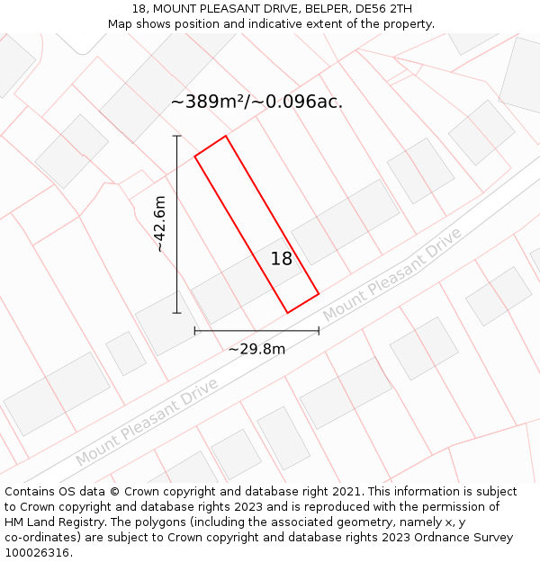 18, MOUNT PLEASANT DRIVE, BELPER, DE56 2TH: Plot and title map