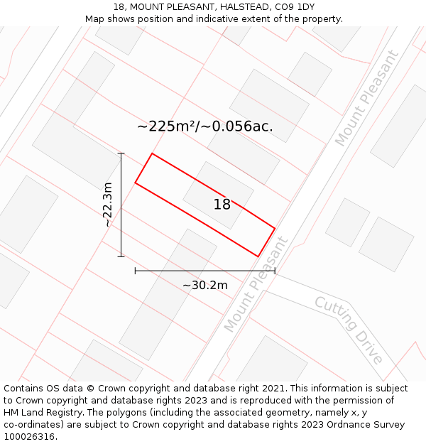 18, MOUNT PLEASANT, HALSTEAD, CO9 1DY: Plot and title map