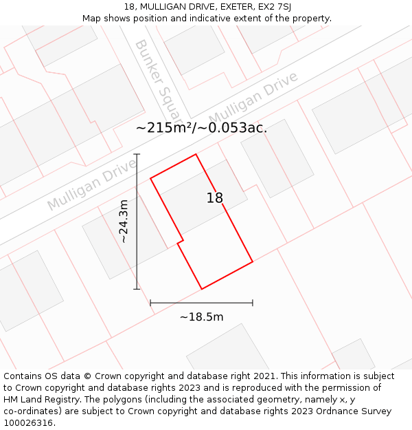 18, MULLIGAN DRIVE, EXETER, EX2 7SJ: Plot and title map