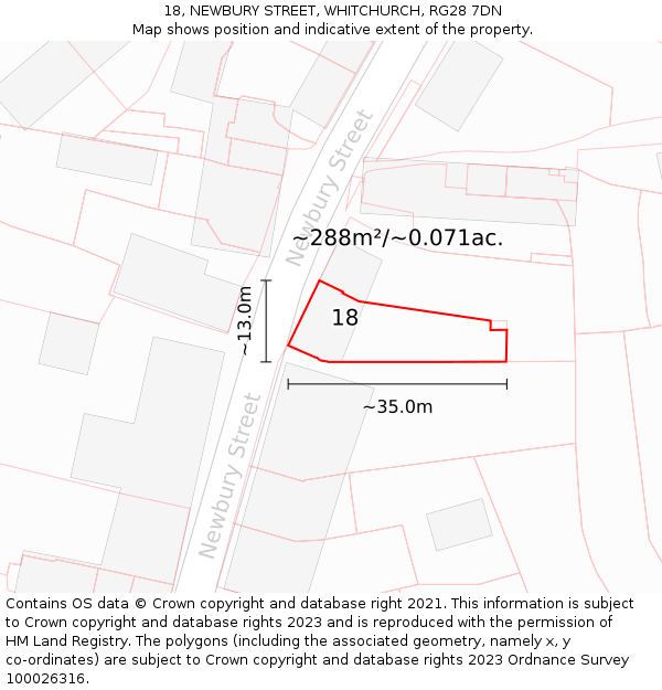 18, NEWBURY STREET, WHITCHURCH, RG28 7DN: Plot and title map