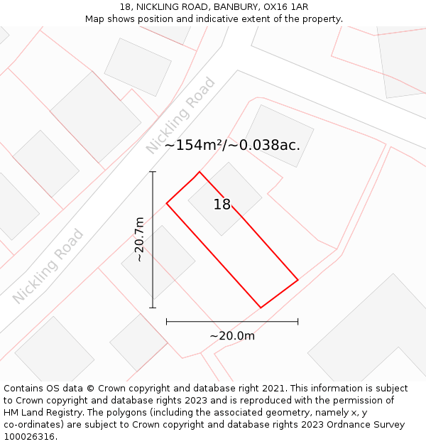 18, NICKLING ROAD, BANBURY, OX16 1AR: Plot and title map