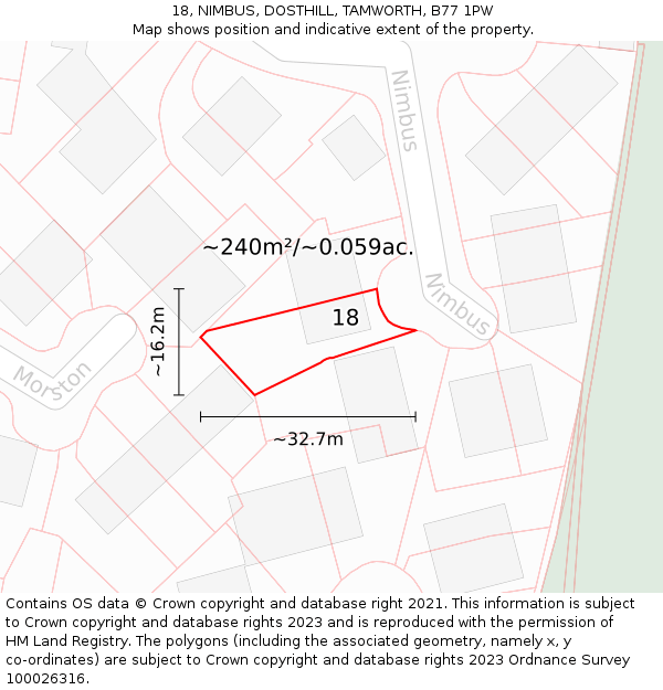 18, NIMBUS, DOSTHILL, TAMWORTH, B77 1PW: Plot and title map