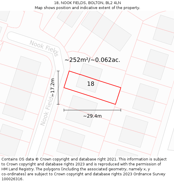 18, NOOK FIELDS, BOLTON, BL2 4LN: Plot and title map