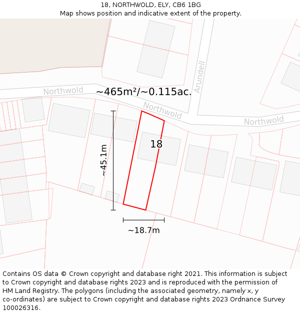 18, NORTHWOLD, ELY, CB6 1BG: Plot and title map