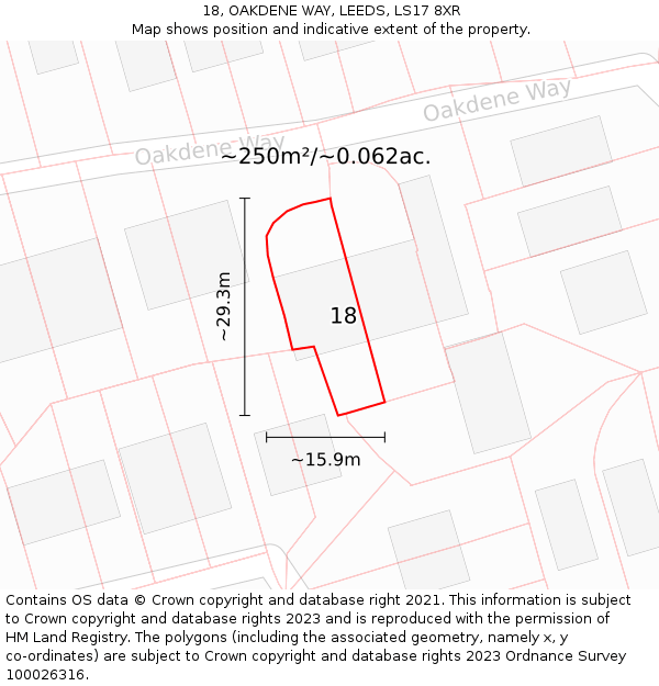 18, OAKDENE WAY, LEEDS, LS17 8XR: Plot and title map