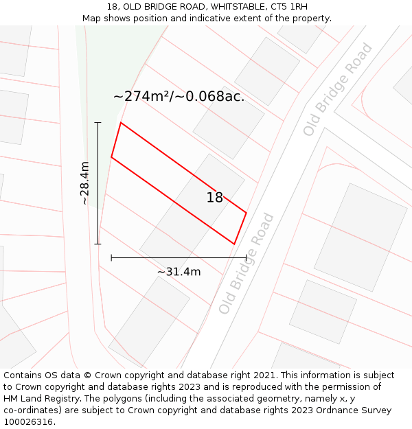 18, OLD BRIDGE ROAD, WHITSTABLE, CT5 1RH: Plot and title map