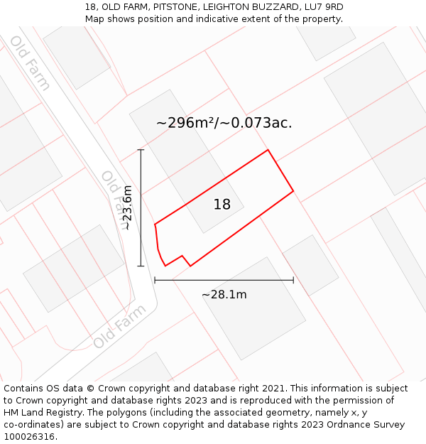 18, OLD FARM, PITSTONE, LEIGHTON BUZZARD, LU7 9RD: Plot and title map