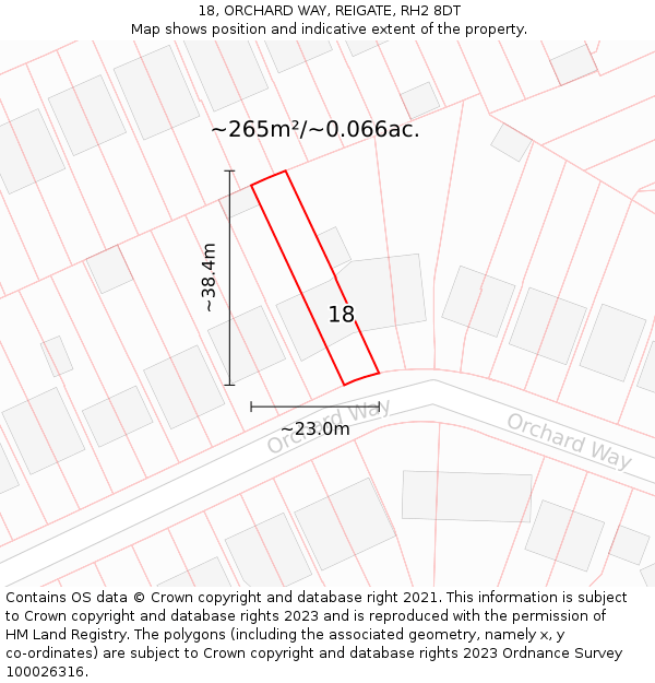18, ORCHARD WAY, REIGATE, RH2 8DT: Plot and title map