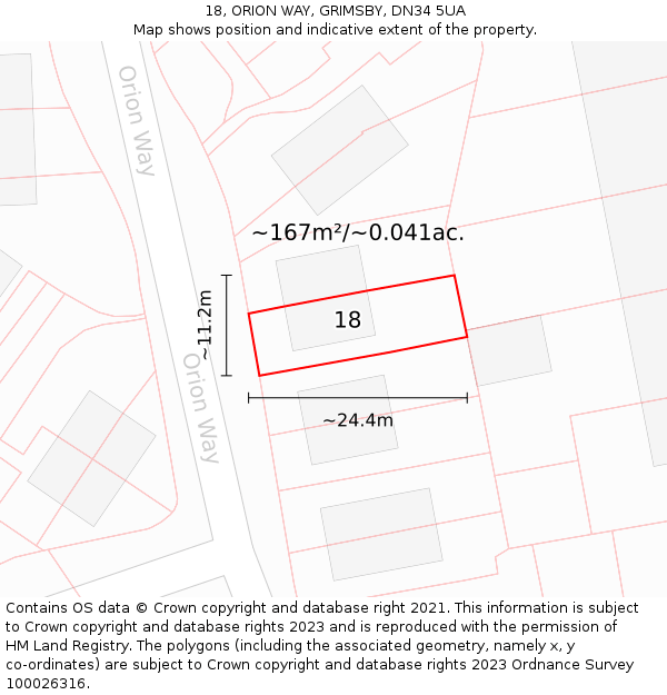 18, ORION WAY, GRIMSBY, DN34 5UA: Plot and title map