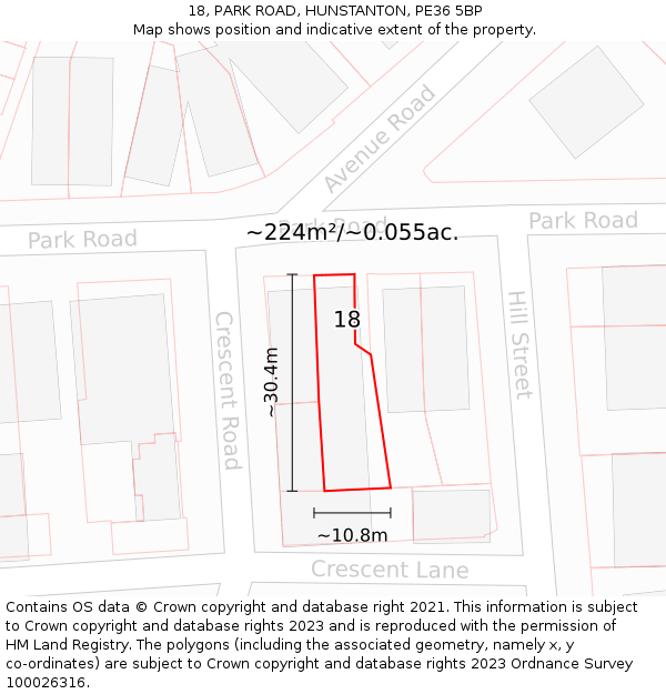 18, PARK ROAD, HUNSTANTON, PE36 5BP: Plot and title map