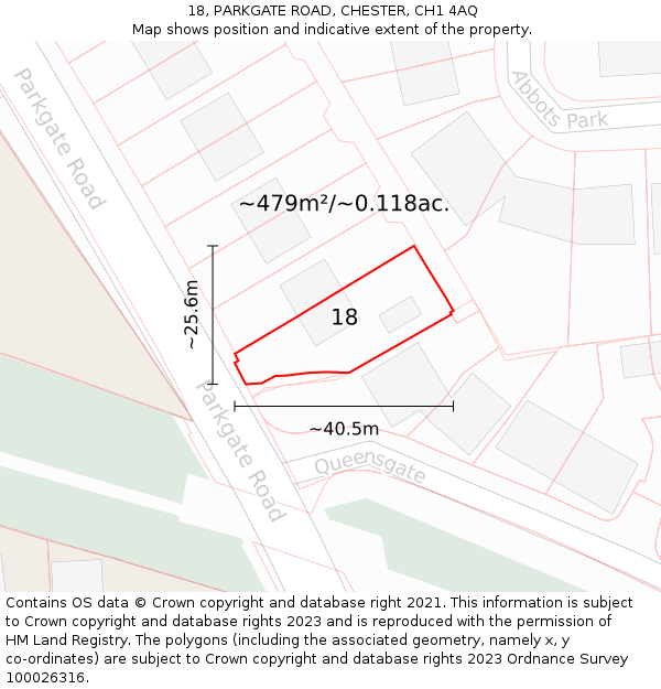 18, PARKGATE ROAD, CHESTER, CH1 4AQ: Plot and title map