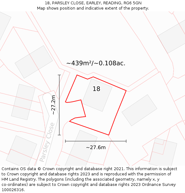 18, PARSLEY CLOSE, EARLEY, READING, RG6 5GN: Plot and title map