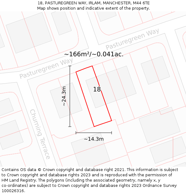 18, PASTUREGREEN WAY, IRLAM, MANCHESTER, M44 6TE: Plot and title map
