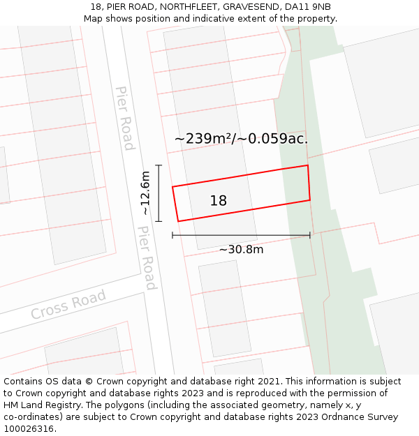 18, PIER ROAD, NORTHFLEET, GRAVESEND, DA11 9NB: Plot and title map