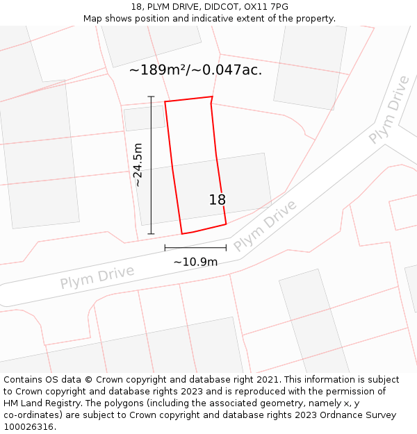 18, PLYM DRIVE, DIDCOT, OX11 7PG: Plot and title map