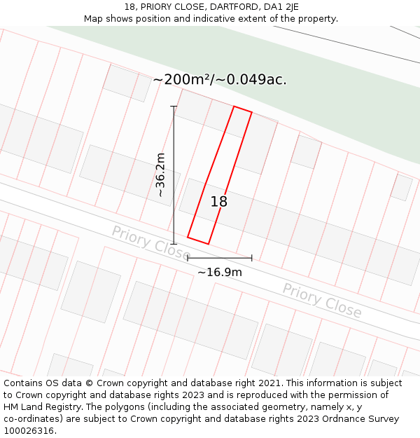 18, PRIORY CLOSE, DARTFORD, DA1 2JE: Plot and title map