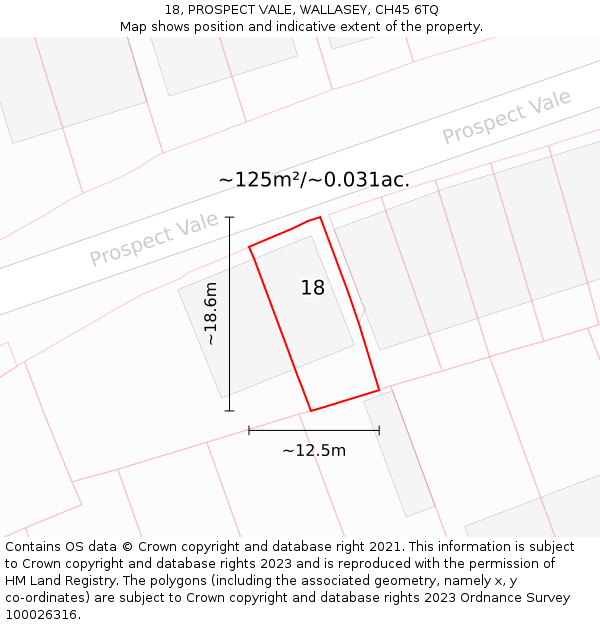 18, PROSPECT VALE, WALLASEY, CH45 6TQ: Plot and title map