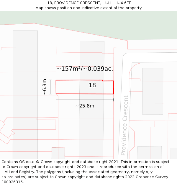 18, PROVIDENCE CRESCENT, HULL, HU4 6EF: Plot and title map