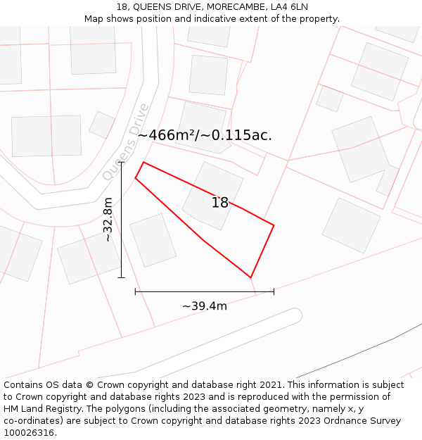 18, QUEENS DRIVE, MORECAMBE, LA4 6LN: Plot and title map