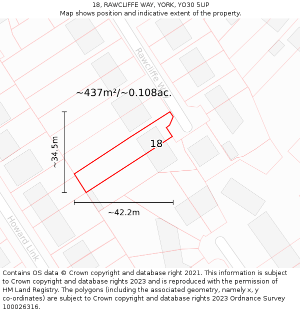 18, RAWCLIFFE WAY, YORK, YO30 5UP: Plot and title map