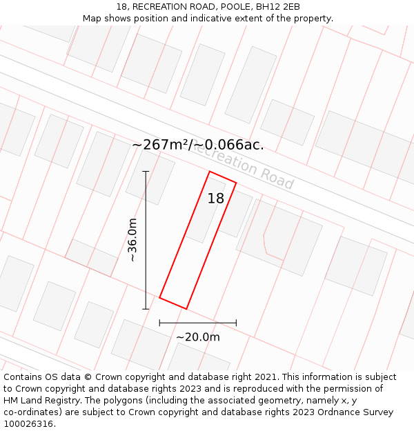 18, RECREATION ROAD, POOLE, BH12 2EB: Plot and title map