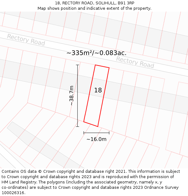 18, RECTORY ROAD, SOLIHULL, B91 3RP: Plot and title map