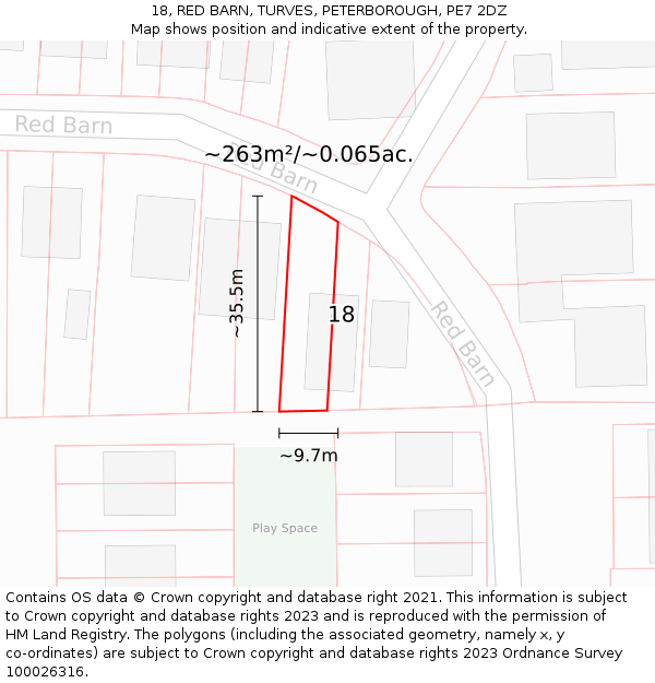 18, RED BARN, TURVES, PETERBOROUGH, PE7 2DZ: Plot and title map