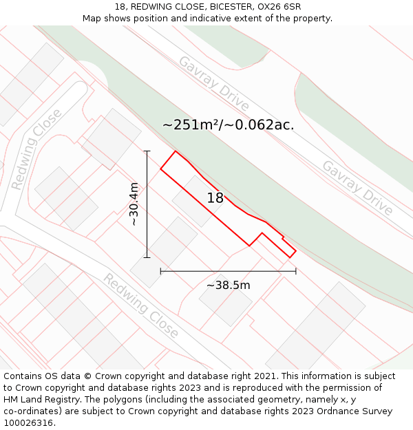 18, REDWING CLOSE, BICESTER, OX26 6SR: Plot and title map