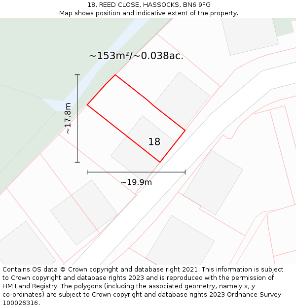 18, REED CLOSE, HASSOCKS, BN6 9FG: Plot and title map