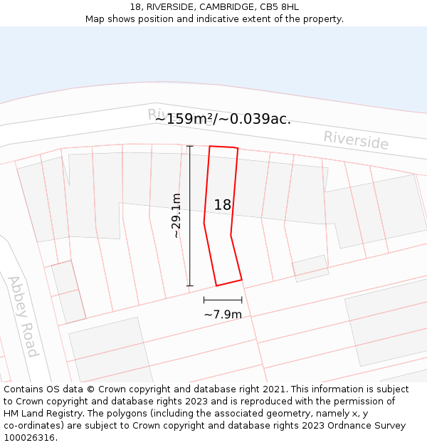 18, RIVERSIDE, CAMBRIDGE, CB5 8HL: Plot and title map