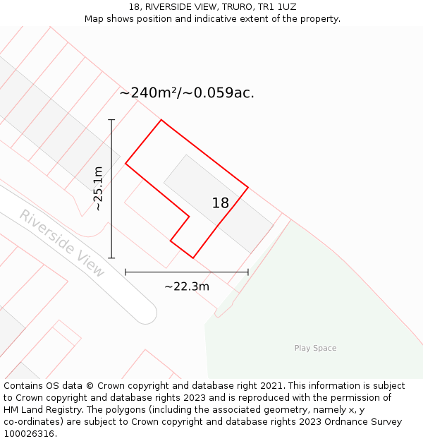 18, RIVERSIDE VIEW, TRURO, TR1 1UZ: Plot and title map