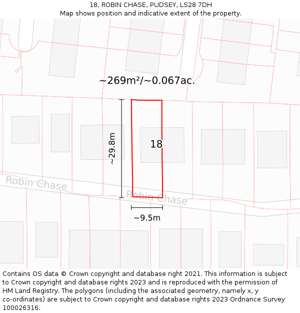 18, ROBIN CHASE, PUDSEY, LS28 7DH: Plot and title map