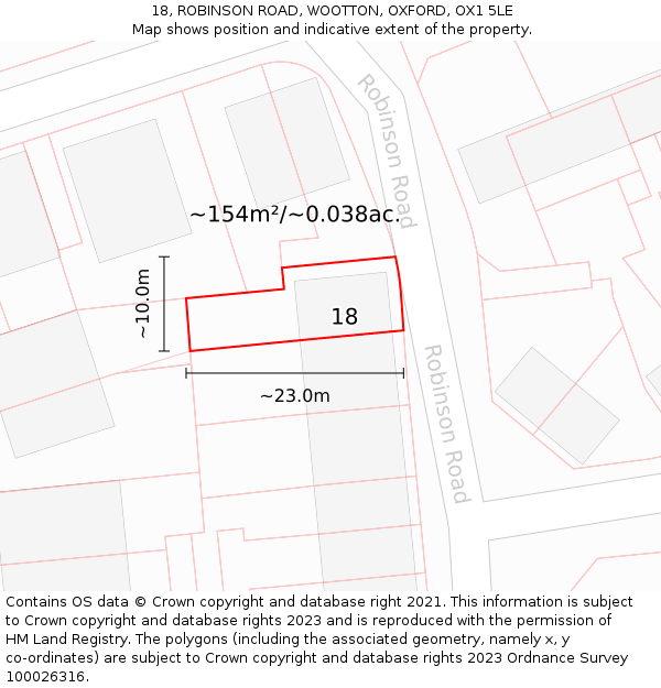 18, ROBINSON ROAD, WOOTTON, OXFORD, OX1 5LE: Plot and title map