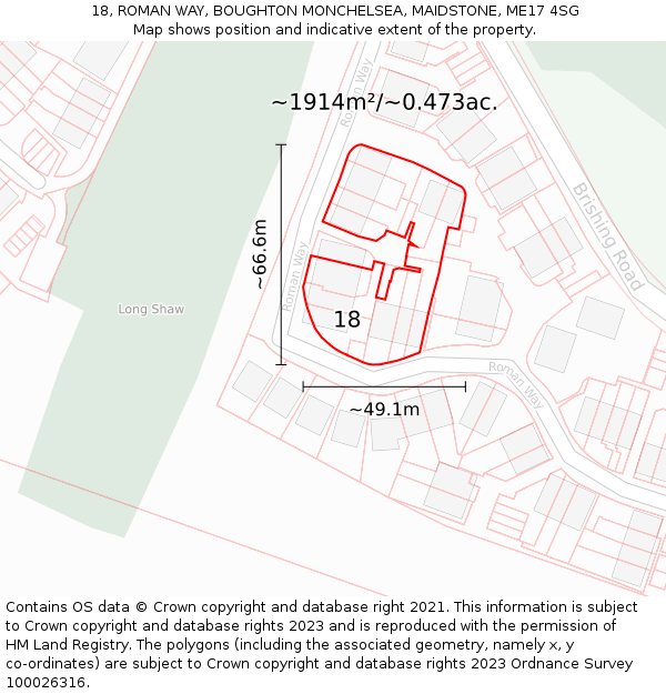 18, ROMAN WAY, BOUGHTON MONCHELSEA, MAIDSTONE, ME17 4SG: Plot and title map