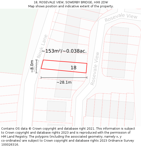 18, ROSEVALE VIEW, SOWERBY BRIDGE, HX6 2DW: Plot and title map