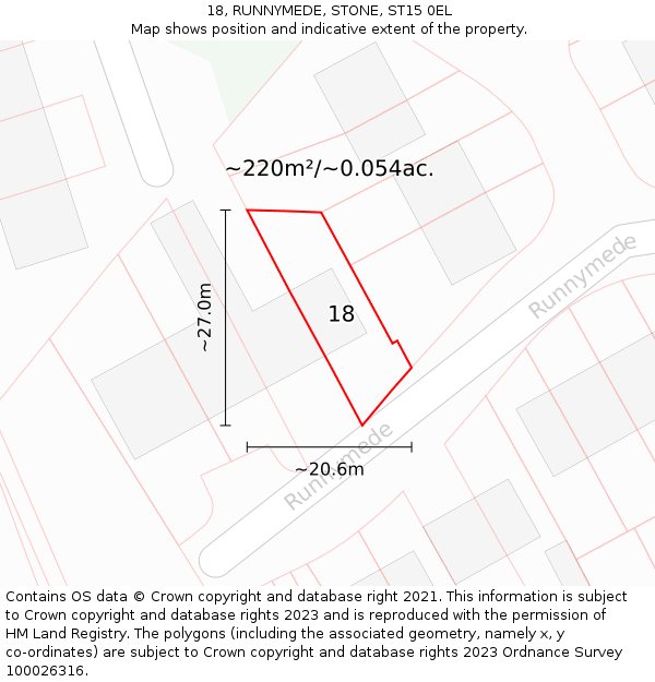 18, RUNNYMEDE, STONE, ST15 0EL: Plot and title map