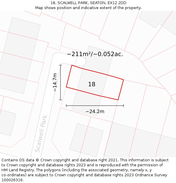 18, SCALWELL PARK, SEATON, EX12 2DD: Plot and title map