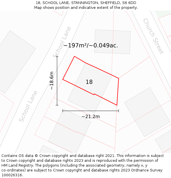 18, SCHOOL LANE, STANNINGTON, SHEFFIELD, S6 6DD: Plot and title map