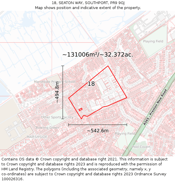18, SEATON WAY, SOUTHPORT, PR9 9GJ: Plot and title map