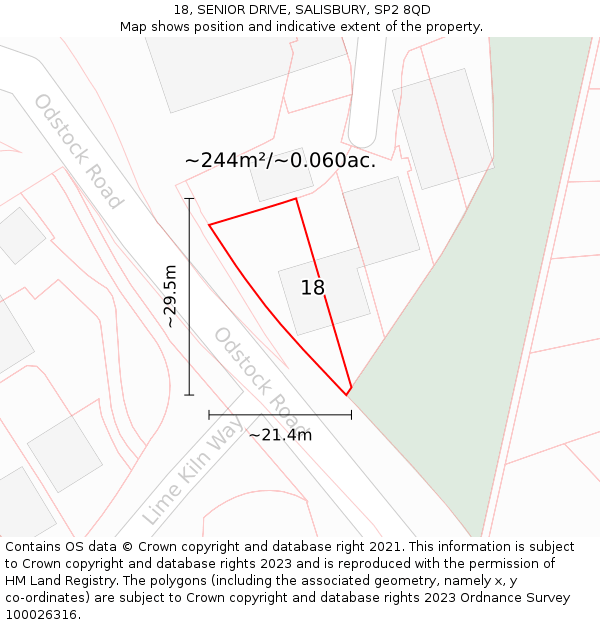 18, SENIOR DRIVE, SALISBURY, SP2 8QD: Plot and title map