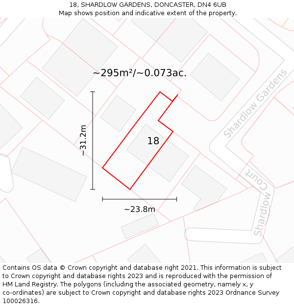 18, SHARDLOW GARDENS, DONCASTER, DN4 6UB: Plot and title map