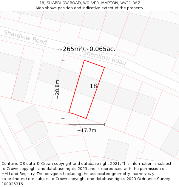18, SHARDLOW ROAD, WOLVERHAMPTON, WV11 3AZ: Plot and title map