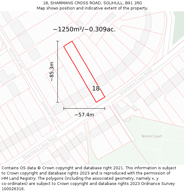 18, SHARMANS CROSS ROAD, SOLIHULL, B91 1RG: Plot and title map